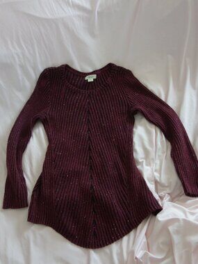 Style & Co Burgundy Ribbed Marled Knit Tunic Sweater M